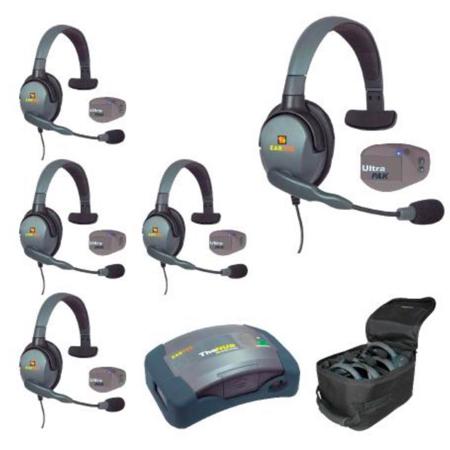 Eartec UPMX4GS5 5-Person HUB System , 5x UltraPAK Transceiver, 5x Max4G Single