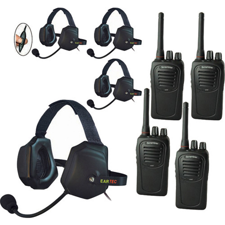 Eartec SC-1000 4-User Two-Way Radio System with 4x XTreme Inline PTT Headsets