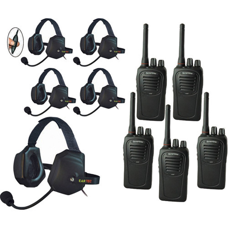 Eartec SC-1000 5-User Two-Way Radio System with 5x XTreme Inline PTT Headsets
