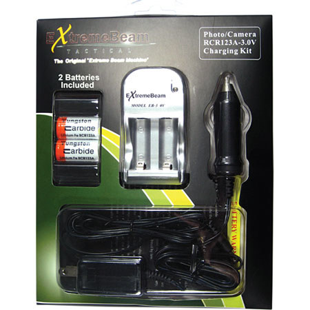 ExtremeBeam CR123A Battery Charging Kit with 2 Batteries