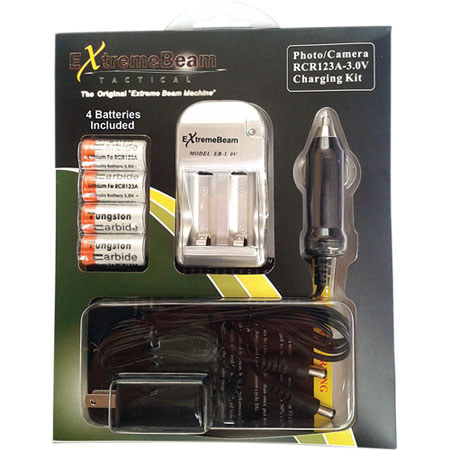 ExtremeBeam CR123A Battery Charging Kit with 4 Batteries