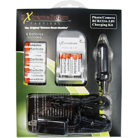 ExtremeBeam CR123A Battery Charging Kit with 6 Batteries