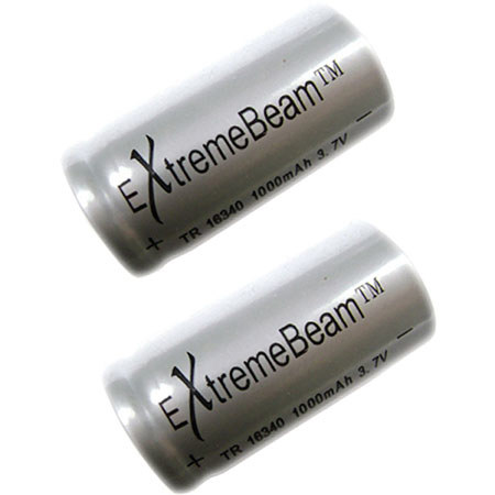 ExtremeBeam Tungsten Carbide 3.7V CR123A Rechargeable Batteries, 2 Pack