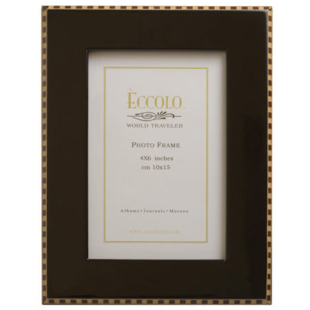 Eccolo Burlwood 4 x 6 inch Frame, Black Inlay