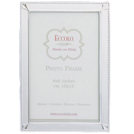 Eccolo Italian Sterling 4x6in Frame, Sl, Diamond Corner