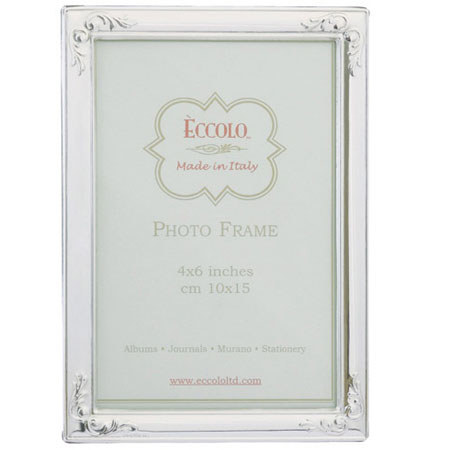 Eccolo Italian Sterling 4x6in Frame, Slv, Flower Corner