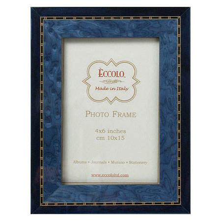 Eccolo 4x6in Marquetry Wood Photo Frame, Two-Tone Blue