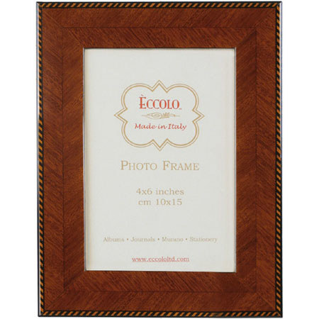 Eccolo Marquetry 4x6in Wood Frame, Herringbone Border