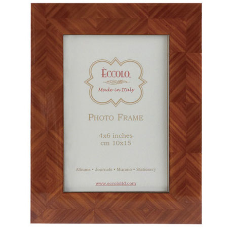 Eccolo Marquetry 4x6in Wood Frame, Herringbone Tan