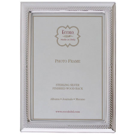 Eccolo Italian Sterling 5x7in Silver Frame, Chevron