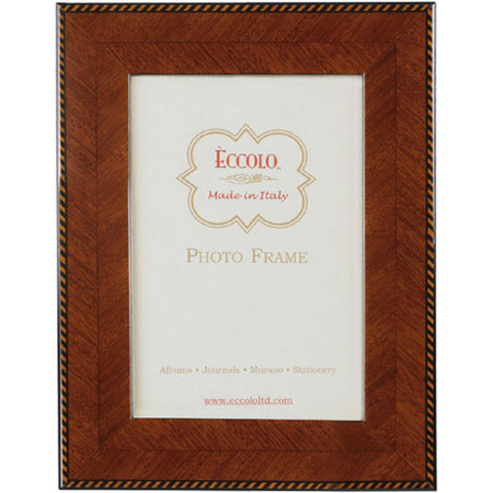 Eccolo Marquetry 5x7in Wood Frame, Herringbone Border