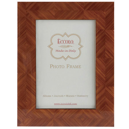 Eccolo Marquetry 5x7in Wood Frame, Herringbone Tan