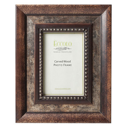 Eccolo Fashion Antiqued Carved Wood Frame, 5 x 7", Perle