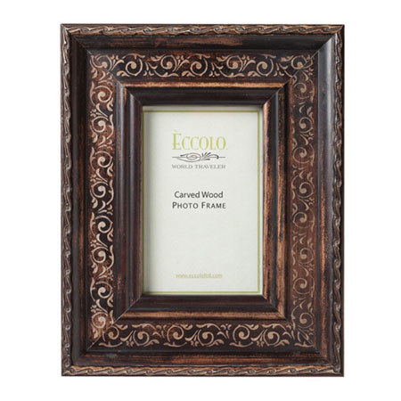 Eccolo Fashion Antiqued Carved Wood Frame, 5 x 7", Angelico