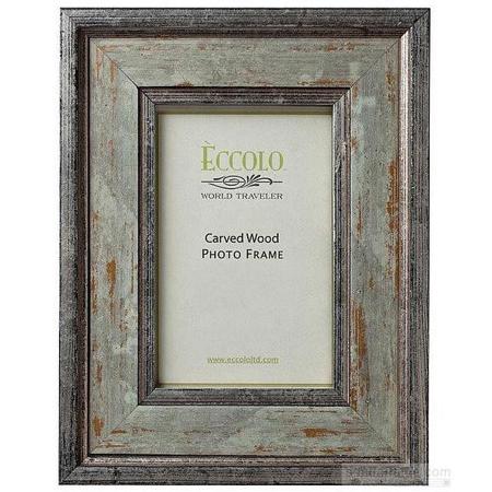 Eccolo Fashion Antiqued Carved Wood Frame, 5 x 7", Argento