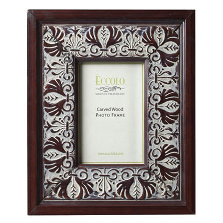 Eccolo Fashion Antiqued Carved Wood Frame, 4 x 6", Acanthus