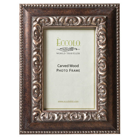 Eccolo Fashion Antiqued Carved Wood Frame, 3 x 3", Artistico