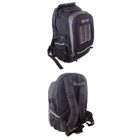 Eclipse Solar Gear Reactor Backpack with Built-in 2.5 Watt Thin Rigid Solar Panel, Black / Grey