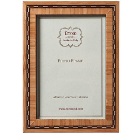 Eccolo Marquetry Wood Contemporary Wedding Frame, 4 x 6", Vintage Bamboo