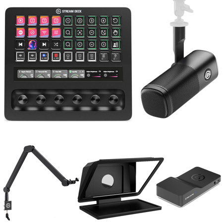 Elgato Wave XLR Pro USB-C Audio Interface, 3-Pack, Bundle with 3x Boom Arm, XLR Microphone, 2x Stream Deck + XL Pro Control Surface and 2x Studio Teleprompter