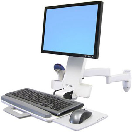 Ergotron 200 Series Combo Arm, Load Capacity 6 to 18 lbs, White
