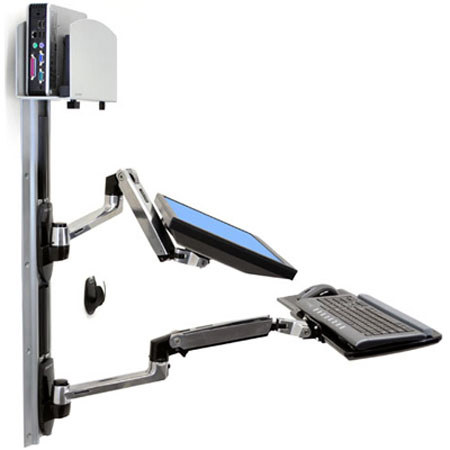 Ergotron LX Wall Mount System with Medium Silver CPU Holder