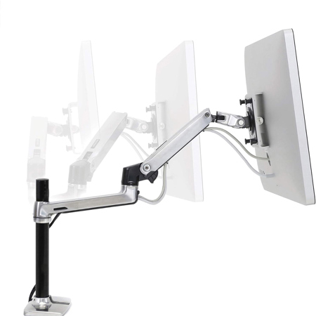 Ergotron LX Desk Mount Monitor Arm with Tall Pole, Polished