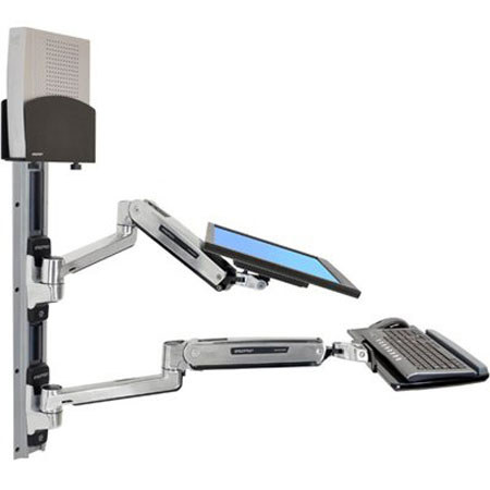 Ergotron LX Sit-Stand Wall Mount System with Small Black CPU Holder