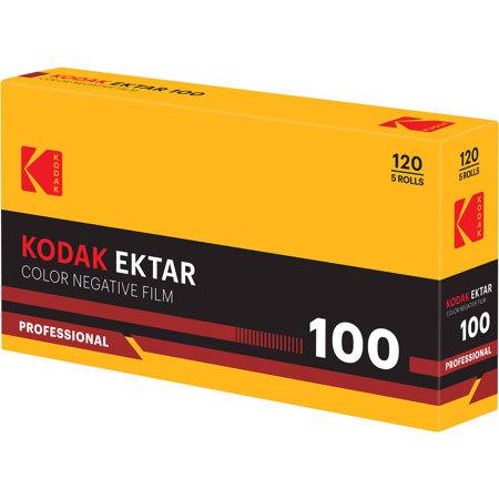 Kodak Professional Ektar 100 Color 120 Negative Roll Film, 5-Pack, Retro Packaging