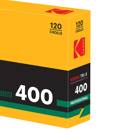 Kodak Professional Tri-X 400 B&W 120 Negative Roll Film, 5-Pack