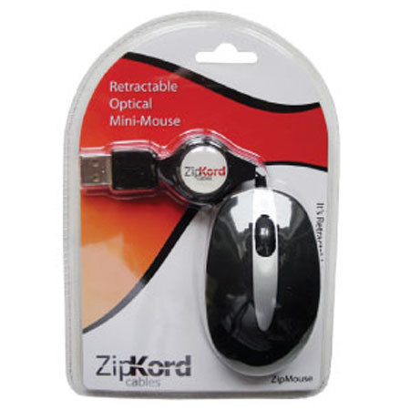 ZipKord Solutions Zipkord Retractable Optical USB Mini-Mouse, Black
