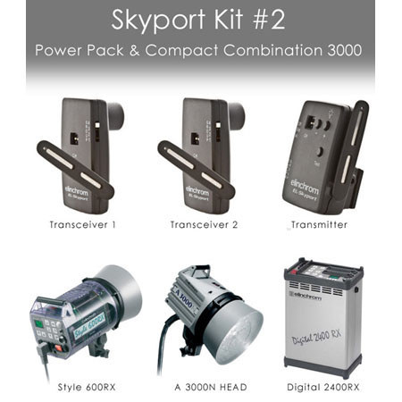 Elinchrom 3000 Watts Asynchronous Power Set 2 with 600RX Monolight, 2400RX Power Pack ,A3000N Head and Skyport EL10323.2