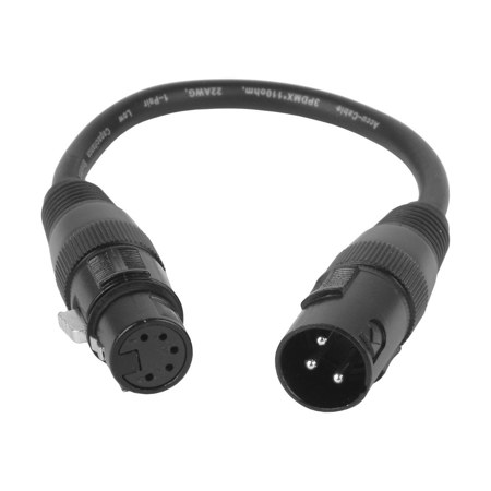 Elation Accu-Cable 1' 3-Pin XLR Male to 5-Pin XLR Female DMX Turnaround Cable