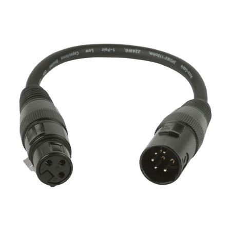 Elation Accu-Cable 1' 5-Pin XLR Male to 3-Pin XLR Female DMX Turnaround Cable