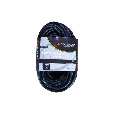 Elation Accu-Cable EC-163 50' 16/3 AWG Edison AC Extension Cord, Black