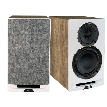 ELAC Uni-Fi Reference 6.5" 140W 3-Way Bookshelf Speaker, Pair Satin White/Oak Sides