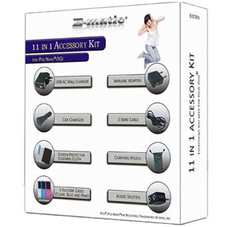 Ematic E1035GNA 11 in 1 Accessory Kit for iPod Nano
