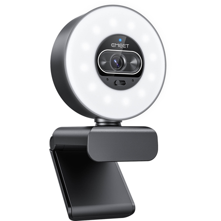 EMEET SmartCam S600L 4K Ultra HD Live Streaming Webcam with Built-in Ring Light