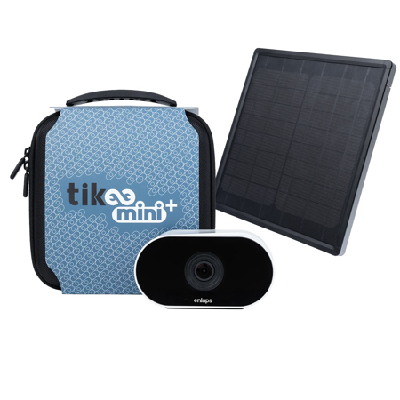Enlaps Tikee Mini+ 12MP 4K Ultra HD Timelapse Video Camera with Soft Case, Bundle with External Solar Panel