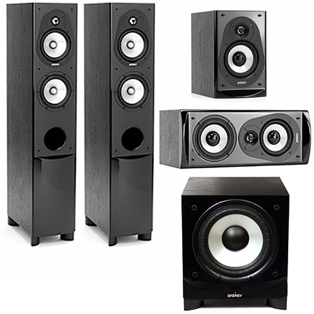 Energy Connoisseur 4.1 Home Theater Pack with 2x CF-30 Floorstanding Speaker, ESW-C8 Subwoofer, CC-5 Center Channel Speaker and CB-5 Bookshelf Speaker, Black