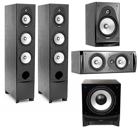 Energy Connoisseur 4.1 Home Theater Pack with 2x CF-70 Floorstanding Speaker, ESW-C10 Subwoofer, CC-10 Center Channel Speaker and CB-20 Bookshelf Speaker, Black