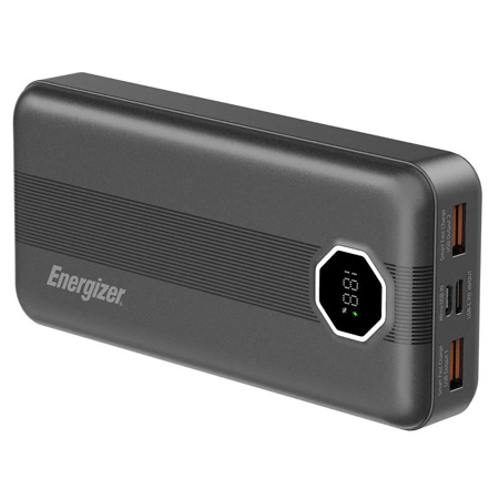 Energizer UE20029PQ 22.5W 20000mAh USB-C Portable Power Bank with LCD Display, Black
