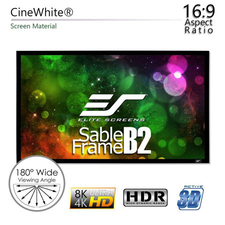 Elite Screens Sable Frame B2 135" 16:9 Active 3D 4K/8K Ultra HD Fixed Frame Home Theater Projection Projector Screen with Kit