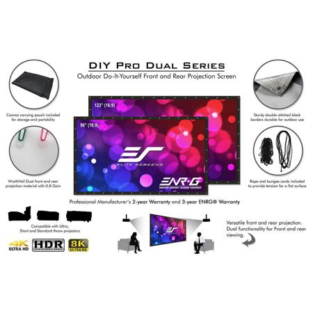 Elite Screens DIY Pro 123" WraithVeil Dual DIY Front/Rear Projection Screen