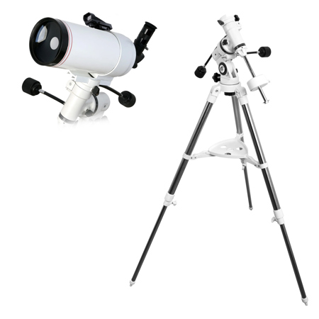 Explore Scientific FirstLight MAK100mm f/14 Tube Maksutov-Cassegrain Telescope with EXOS Nano EQ3 German Equatorial Mount, White