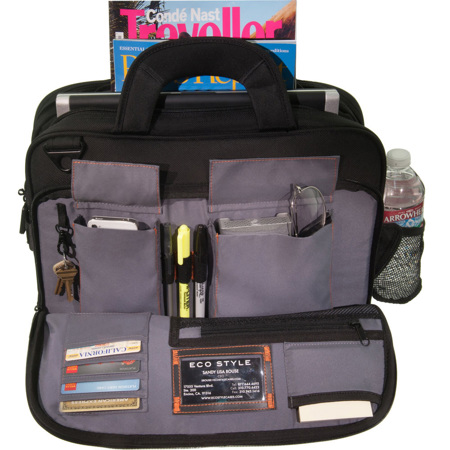 ECO STYLE Luxe Checkpoint Friendly TopLoad Case for 15.6" Laptop, Black/Orange