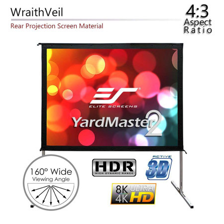 Elite Screens Yard Master 2 Rear Series WraithVeil 120" 4:3 4K Ultra HD Portable Outdoor Projector Screen (Silver)