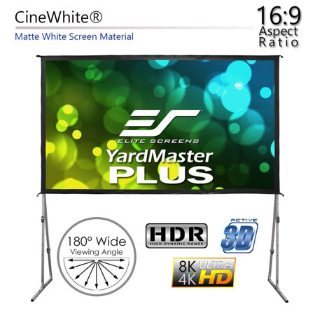 Elite Screens Yard Master Plus Series CineWhite UHD-B 145" 16:9 4K Ulta HD Indoor/Outdoor Manual Projector Screen