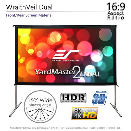Elite Screens Yard Master 2 Dual Series WraithVeil Dual 150" 16:9 4K Ulta HD Indoor/Outdoor Manual Projector Screen