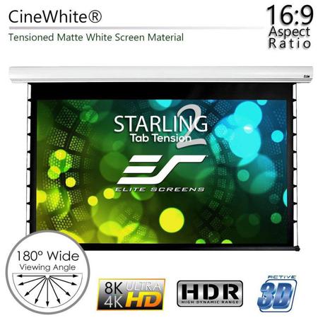 Elite Screens Starling Tab-Tension 2 CineWhite 135" 16:9 Projector Screen, White